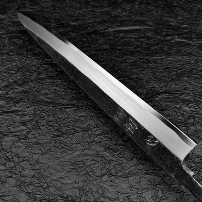 Japanese yanagiba/sashimi knife 270mm HATSUKOKORO  Kurouchi  Aogami2 Blue Steel No.2 polished by Naohito Myojin Single edged (for Right-handed persons)