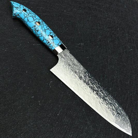 Japanese Takeshi Saji Santoku knife 180mm R2/SG2 powder steel Mirror damascus knife