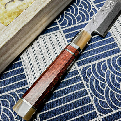 300mm Japanese Sakai  Takaiyuki Tenryu Yanagiba(Sashimi) knife 300mm  Damascus (Aogami 2 steel) Japanese Chef's Yanagiba(Sashimi) Dragon Engraved with Red Ebony Handle & Saya Sheath (Dragon No.2 Engraved)