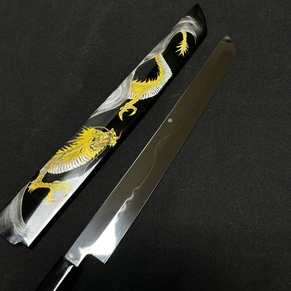 330mm Japanese Sakimaru Yanagiba(Sashimi) knife 330mm  Yoshikazu Ikeda Forged  Mirror Moon-Fuji Water Honyaki Urushi Handle with Urushi Sheath