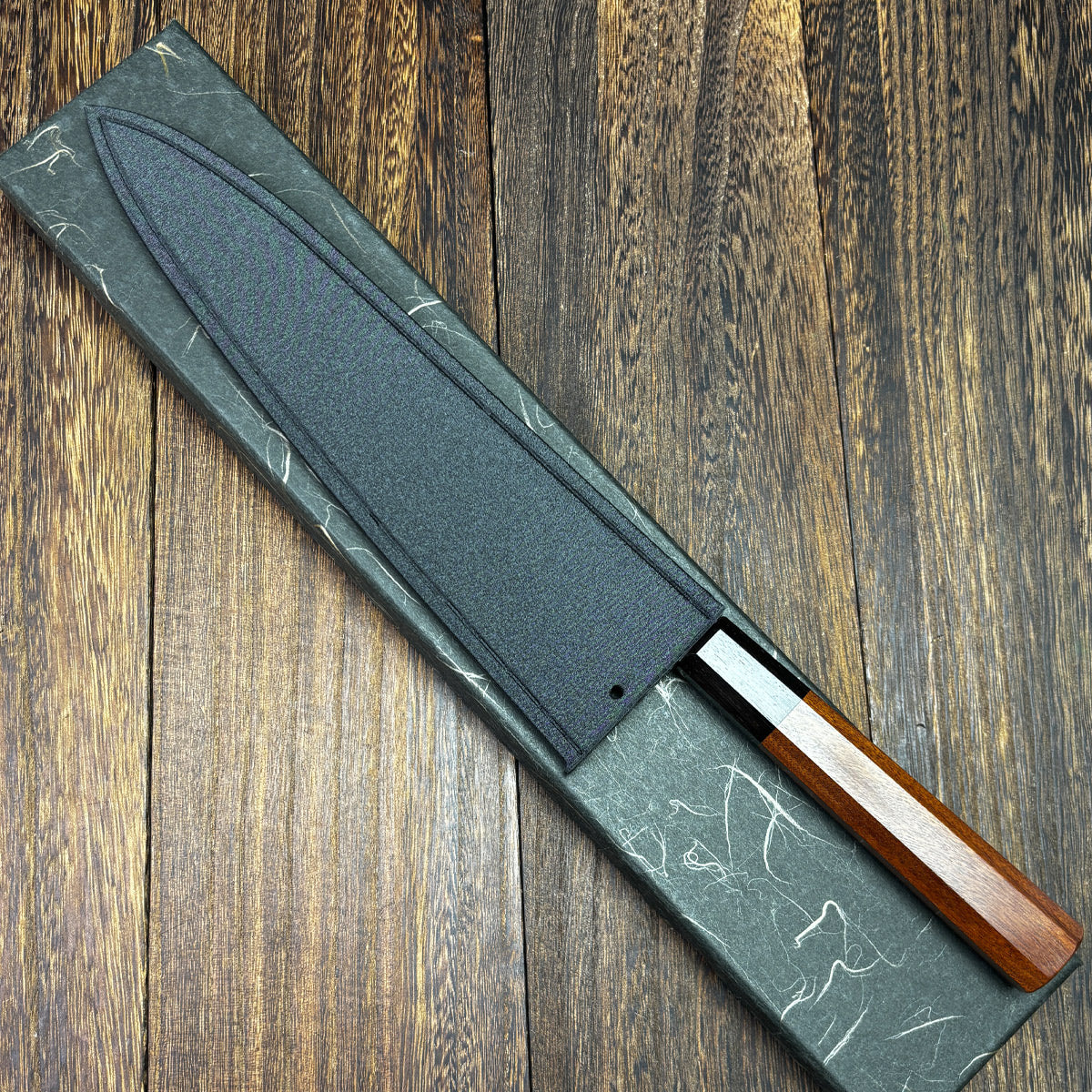 Stainless Steel gyuto knife 9 inch blade length kitchen knife with saya High Carbon Stainless Steel 3 Layer 9CR18MOV Tsuchime finished KUROUCHI(Black)  chef's gyuto knife Sushi Knife for Home Kitchen & Restaurant