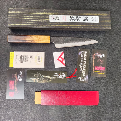 made in japan sakai takayuki Homura Guren Chef's Kengata-Petty Knife(Utility) 150mm  Blue Steel #2 by Itsuo Doi  Carbon steel *getting rusty Double edged